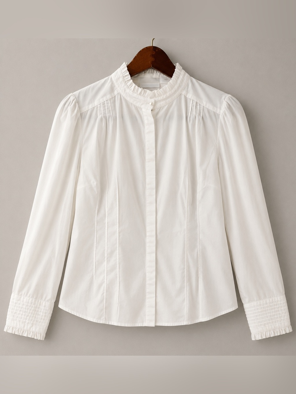 Worthington White Ruffle Pintuck Pearl Button Blouse Size 18